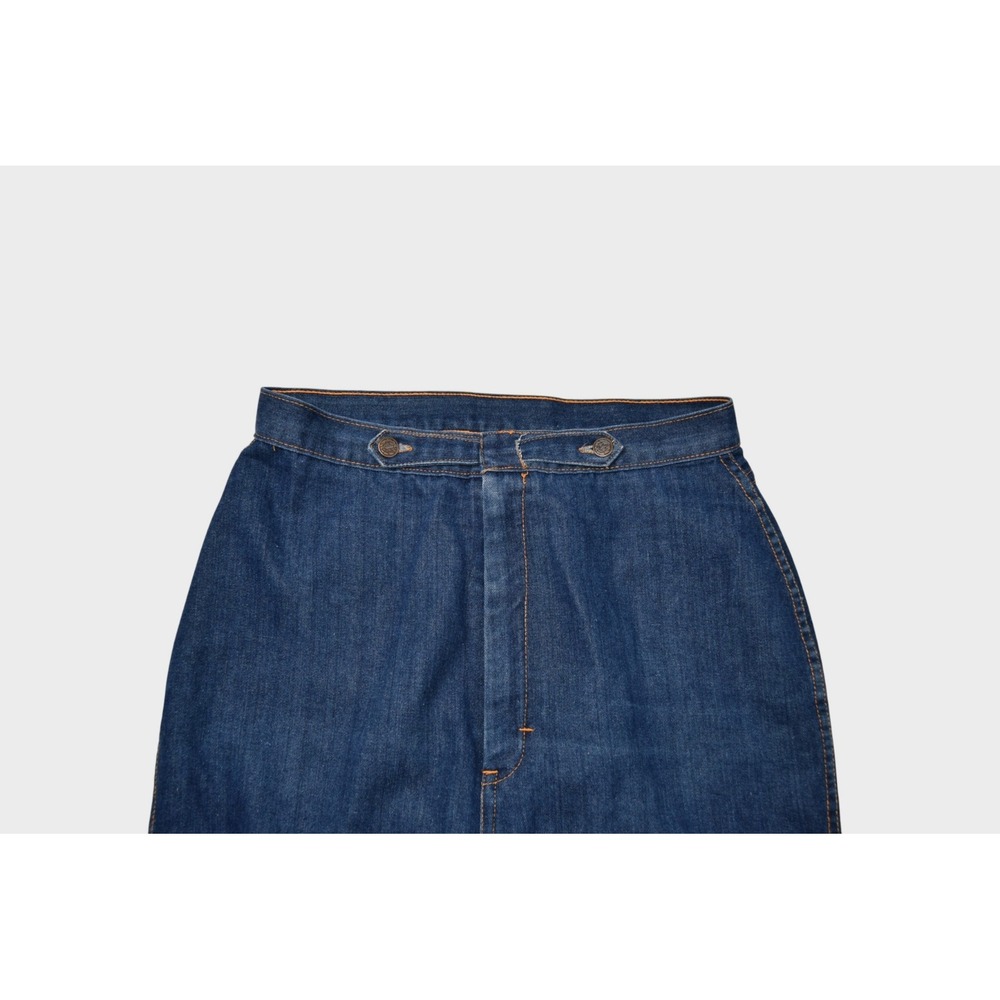 Vintage 80s Jeans Womens 30x23 Cropped Buckle Front Dark Wash Tri Blend High